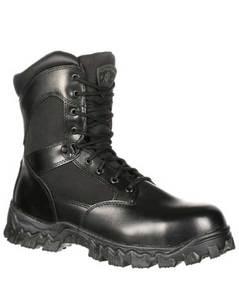 Image #2 - Rocky Men's 8" AlphaForce Zipper Waterproof Duty Boots, Black, hi-res