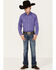 Panhandle Select Boys' Purple Geo Print Long Sleeve Snap Western Shirt , Purple, hi-res