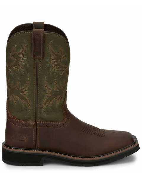 Justin Men's Driller Western Work Boots - Soft Toe, Dark Brown, hi-res