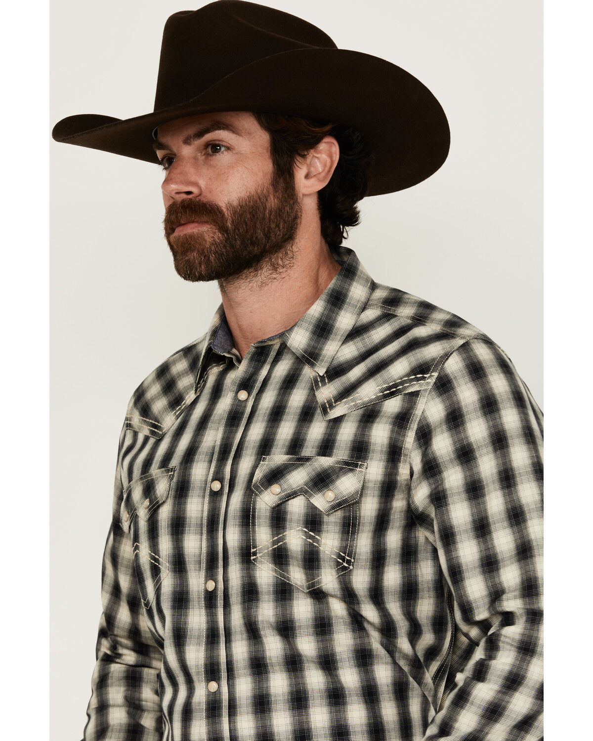 Image #2 - Cody James Men's Rey Plaid Print Long Sleeve Snap Western Shirt, Cream, hi-res