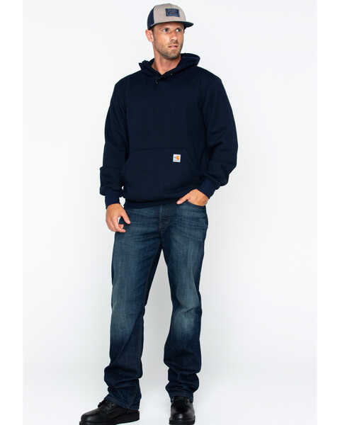 Image #6 - Carhartt Men's FR Hooded Pullover Solid Work Sweatshirt , Navy, hi-res
