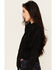 Image #3 - Idyllwind Women's Fate Faux Suede Fringe Long Sleeve Button-Down Tie-Front Shirt, Black, hi-res