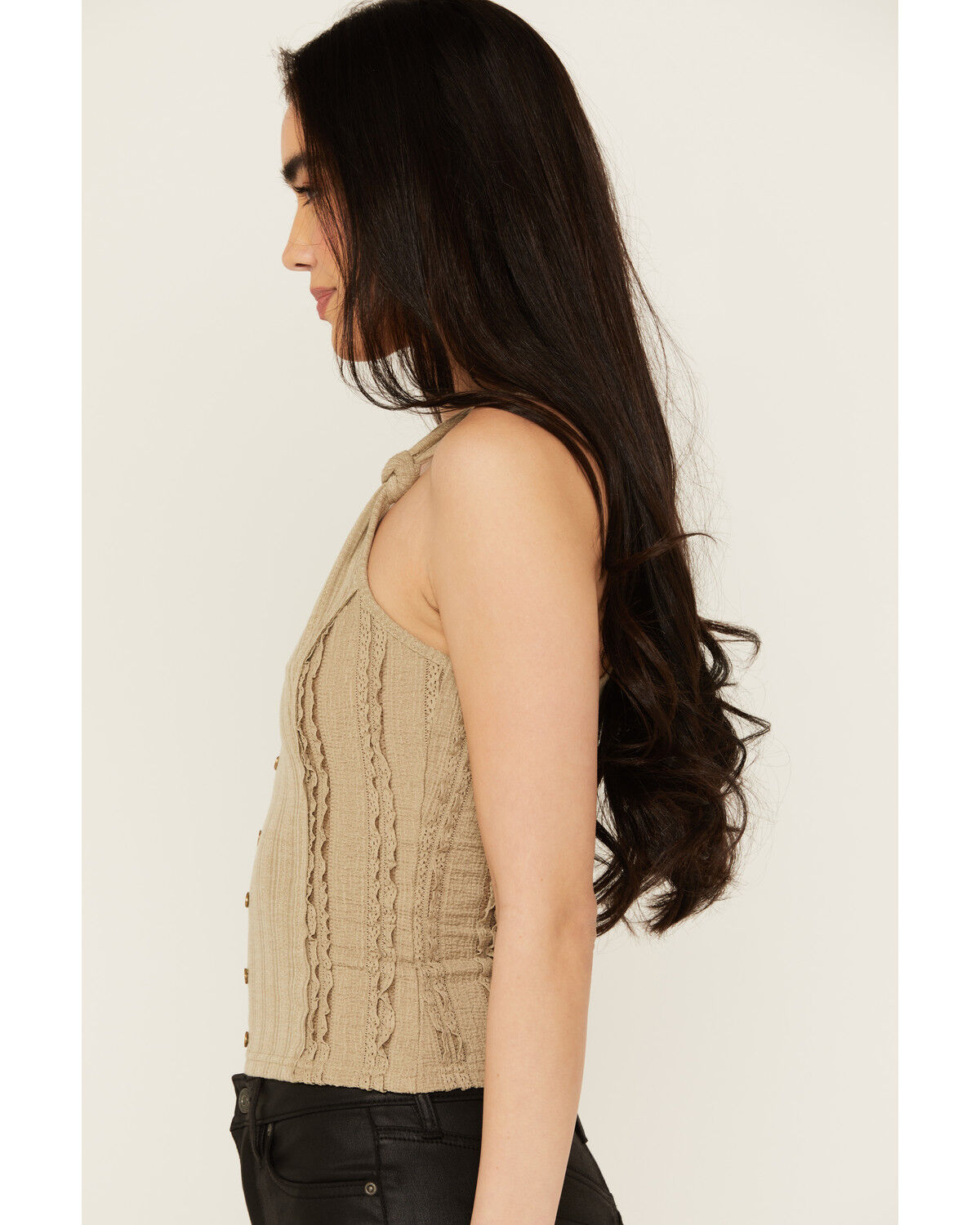 Image #2 - Miss Me Women's Knot Tank, Green, hi-res