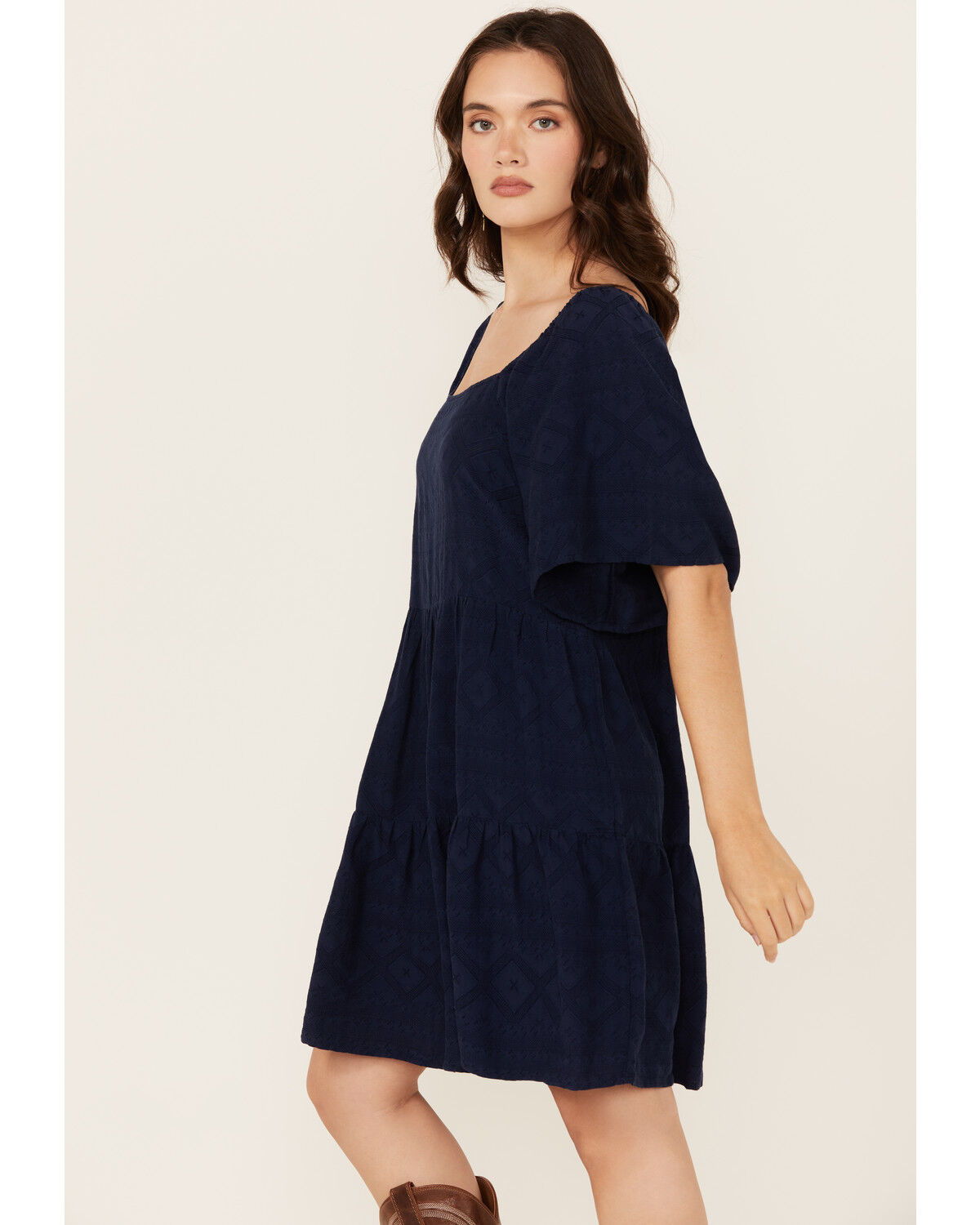 Image #3 - Wrangler Women's Solid Short Sleeve Mini Dress, Navy, hi-res