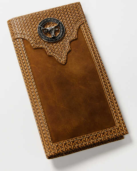 Cody James Men's Longhorn Rodeo Leather Wallet, Brown, hi-res
