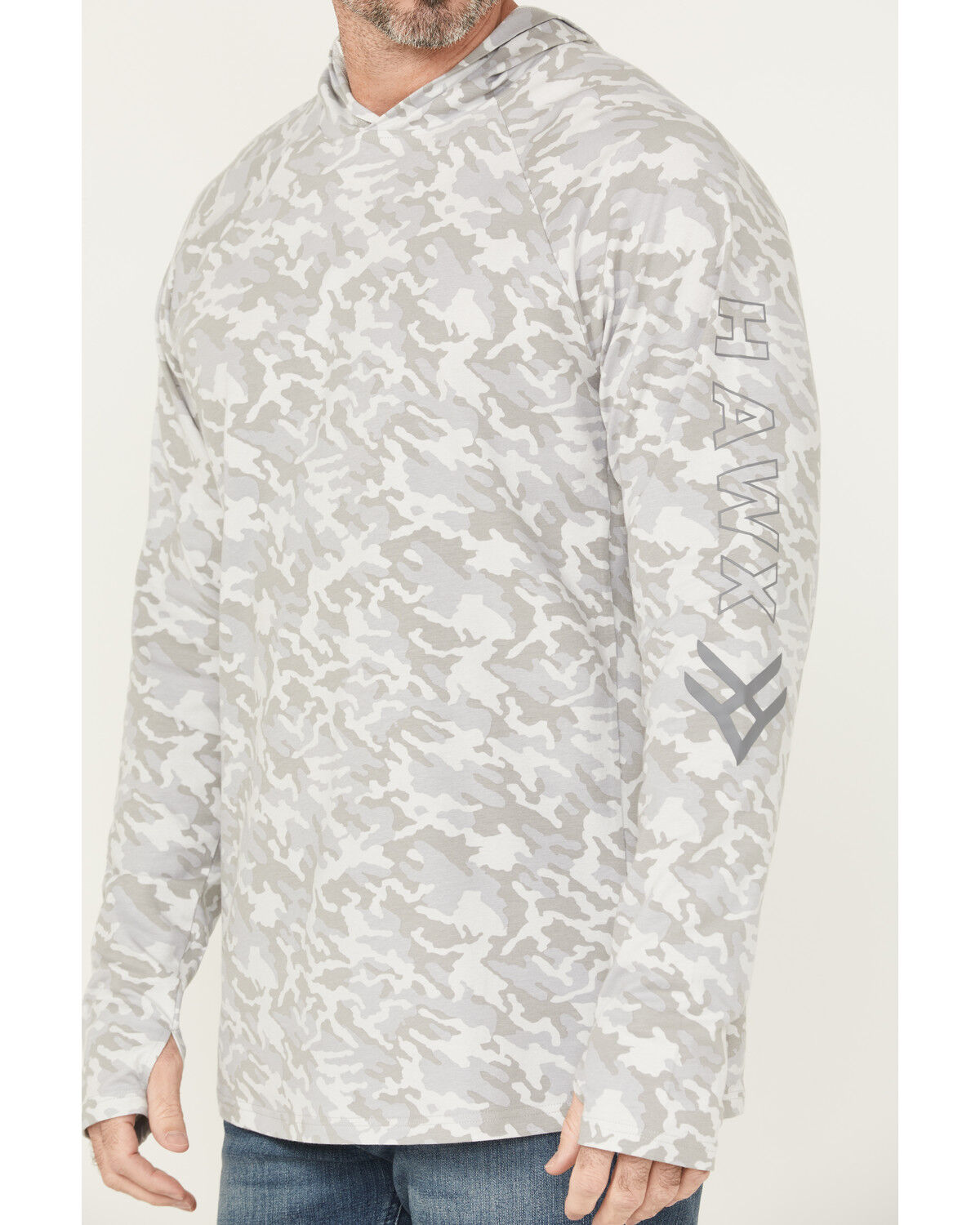 Image #3 - Hawx Men's Sundown Camo Print Hooded Work Shirt, Grey, hi-res