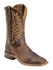 Tony Lama Men's Worn Goat Leather Americana Western Boots - Broad Square Toe, Tan, hi-res