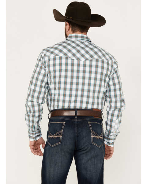 Image #4 - Wrangler 20X Men's Plaid Print Long Sleeve Snap Western Shirt, Brown, hi-res