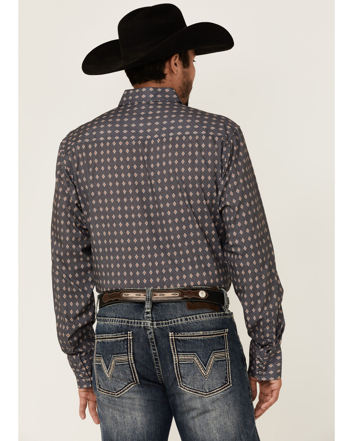Image #4 - Tin Haul Men's Gray Southwestern Foulard Geo Print Long Sleeve Snap Western Shirt, Grey, hi-res
