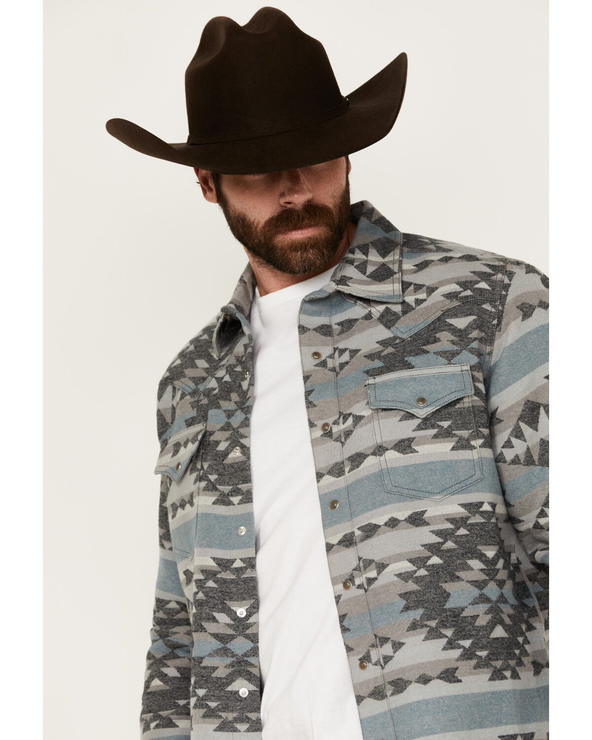 Image #2 - Wrangler Retro Men's Southwestern Print Shirt Jacket, Blue, hi-res