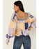 Wrangler Retro Women's Bandana Patchwork Print Long Sleeve Crop Top, Purple, hi-res