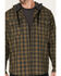 Hawx Men's Plaid Print Robertson Long Sleeve Button Down Hooded Work Flannel Shirt , Olive, hi-res