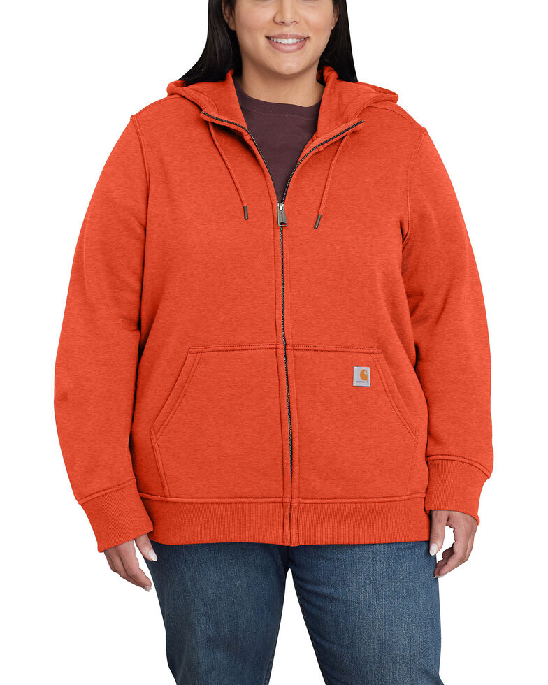 Carhartt Women's Earthan Clay Midweight Zip-Front Hooded Work Sweatshirt - Plus, Rust Copper, hi-res