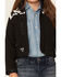 Image #3 - Cowgirl Hardware Girls' Cow Print Yoke Poly Shell Jacket, Black, hi-res