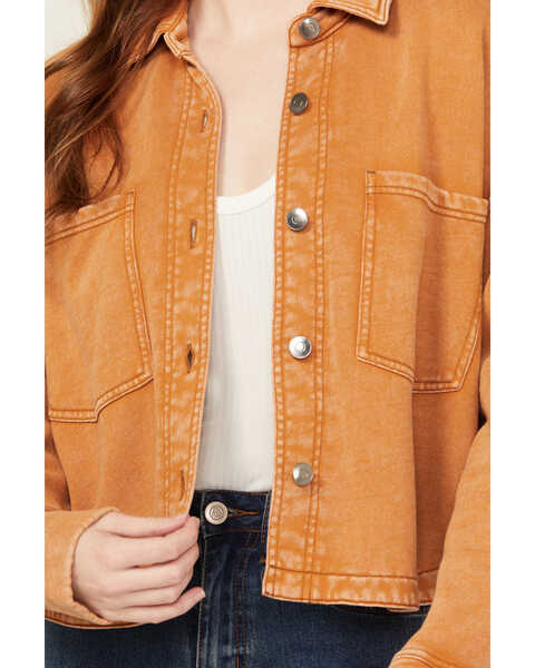 Image #3 - White Crow Women's Washed Knit Cropped Shacket , Rust Copper, hi-res