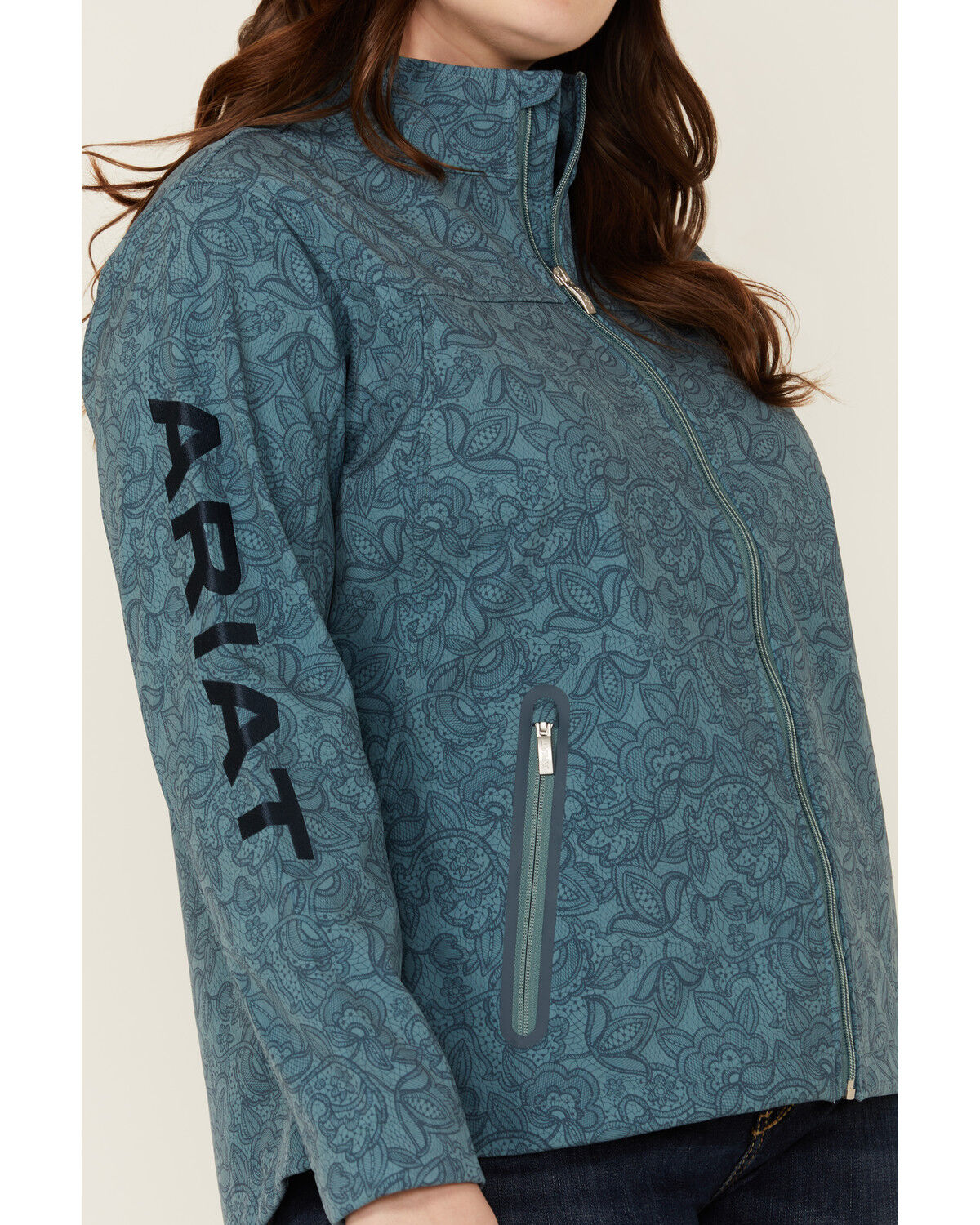 Image #3 - Ariat Women's Printed Team Softshell Jacket - Plus, Teal, hi-res