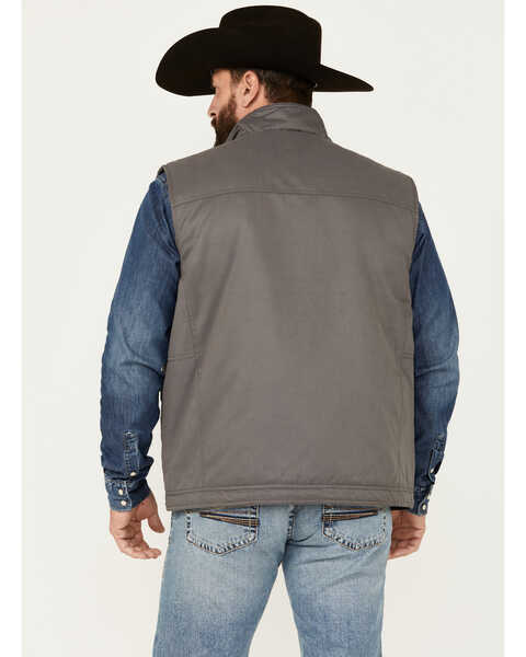 Image #4 - Cowboy Hardware Men's Heavy Twill Concealed Carry Sherpa Collar Vest , Charcoal, hi-res