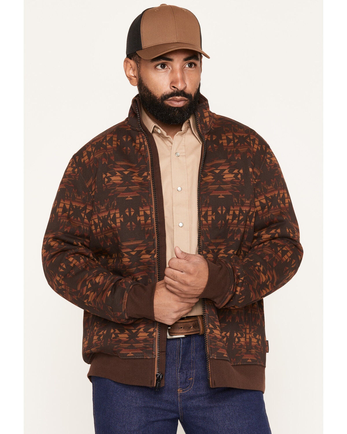 Image #1 - Cody James Men's FR Trumbull Southwestern Print Jacket, Dark Brown, hi-res