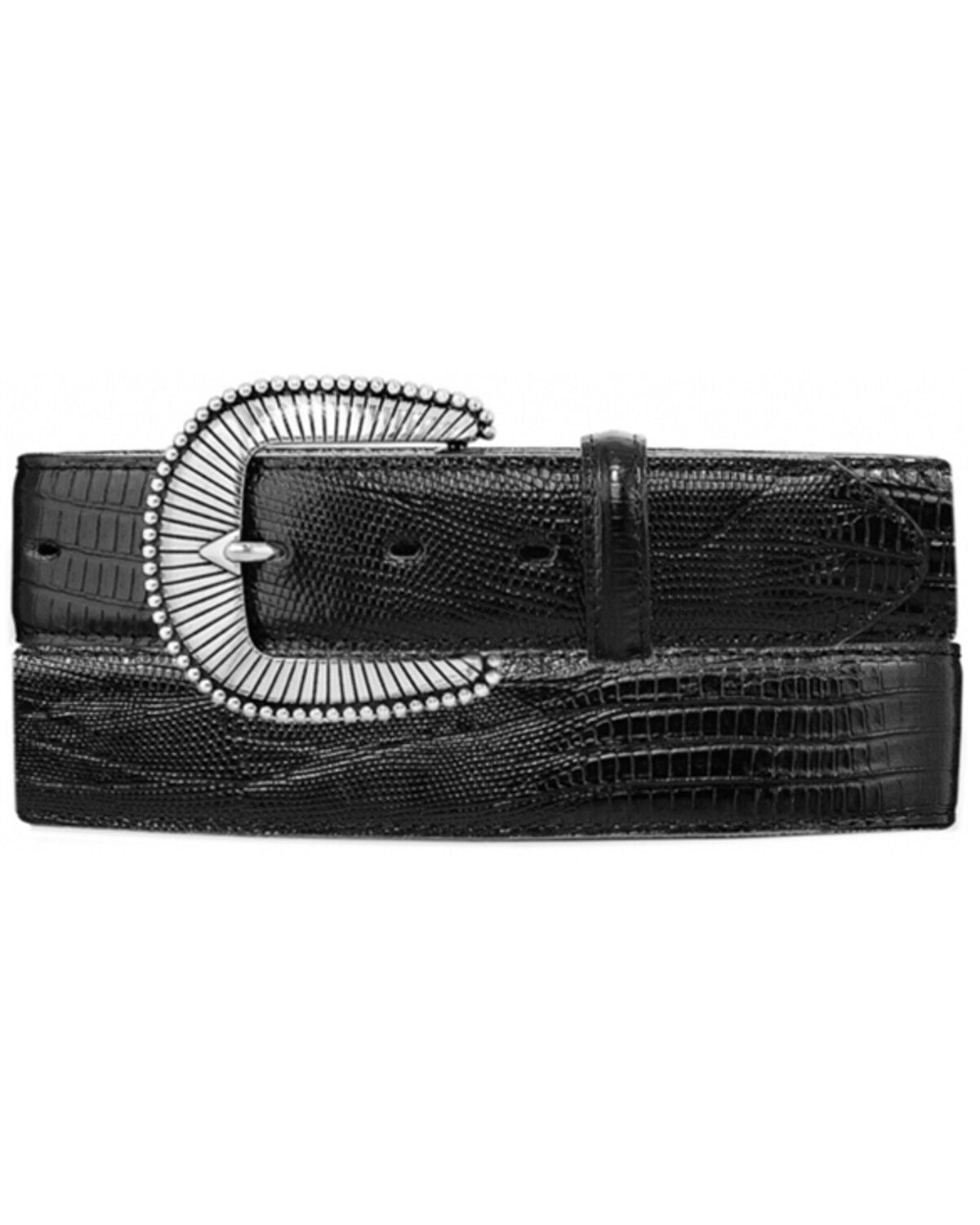 Tony Lama Men's Black Lizard Print Belt, No Color, hi-res