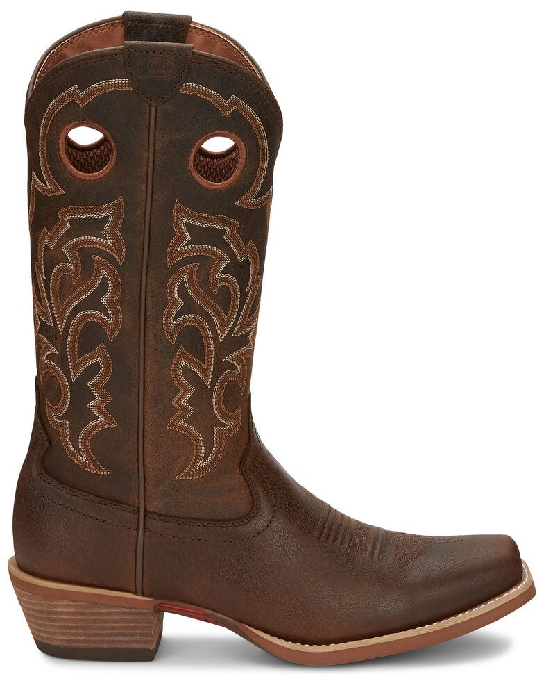 Justin Men S Puncher Brown Western Boots Wide Square Toe Sheplers