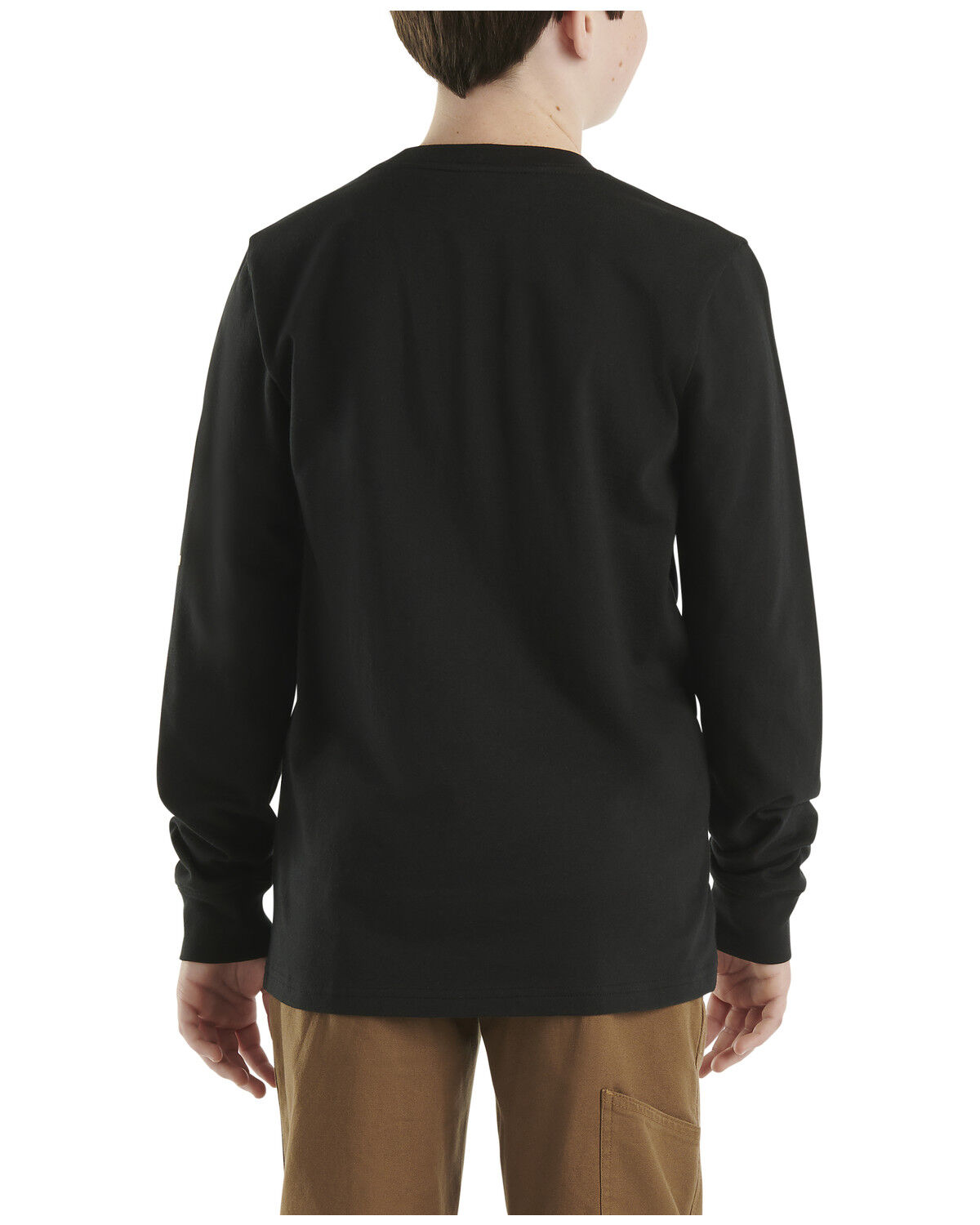Image #3 - Carhartt Boys' Logo Pocket Long Sleeve T-Shirt, Black, hi-res