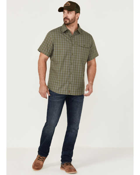 Image #2 - Brothers and Sons Men's Plaid Print Performance Short Sleeve Button Down Western Shirt, Sage, hi-res