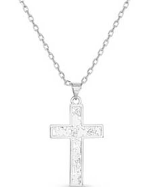 Image #3 - Montana Silversmiths Women's Heartfelt Faith Cross Necklace , Silver, hi-res