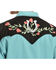 Scully Men's Rose & Horseshoe Embroidered Retro Long Sleeve Western Shirt, Turquoise, hi-res