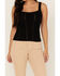 Idyllwind Women's Sparrow Pointelle Rib Lace Tank , Black, hi-res
