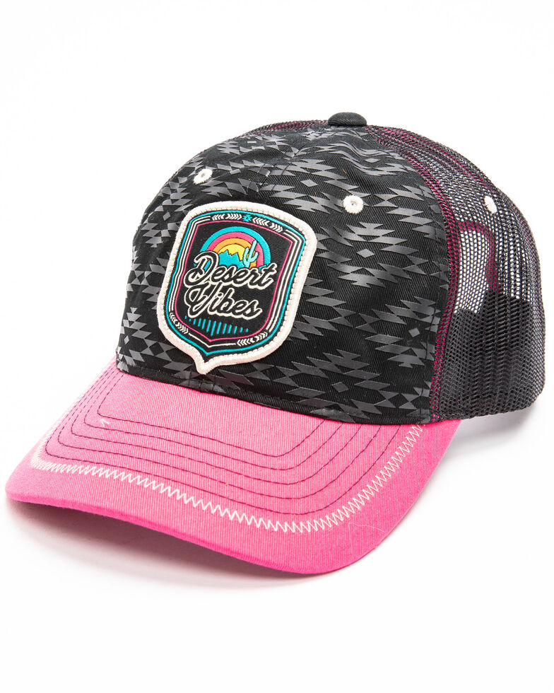 Rock & Roll Cowboy Men's Desert Vibes Logo Southwestern Cap , Black, hi-res