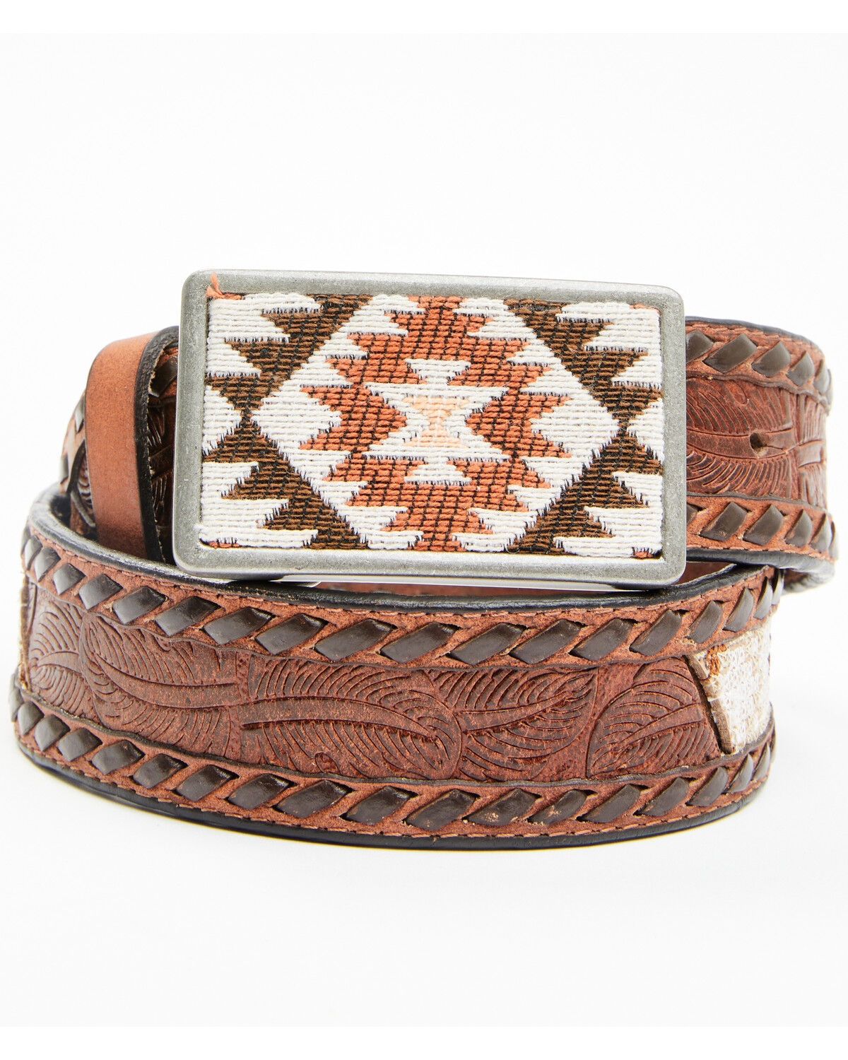 Image #1 - Idyllwind Women's Tooled Southwestern Square Buckle Belt, Tan, hi-res
