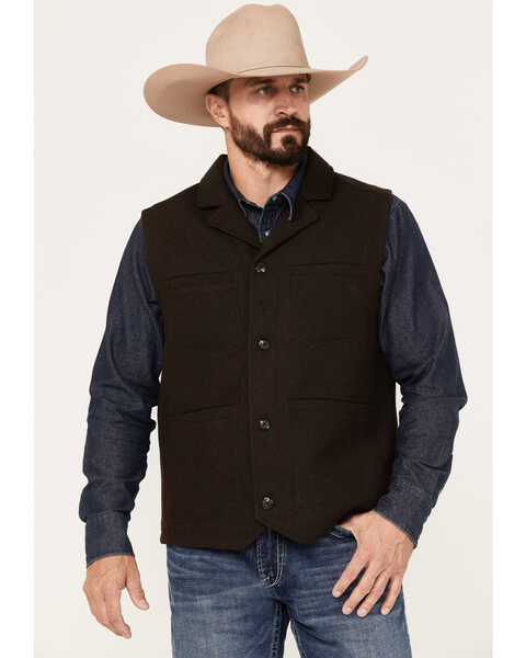Blue Ranchwear Men's Wool Mackinaw Vest, Dark Brown, hi-res