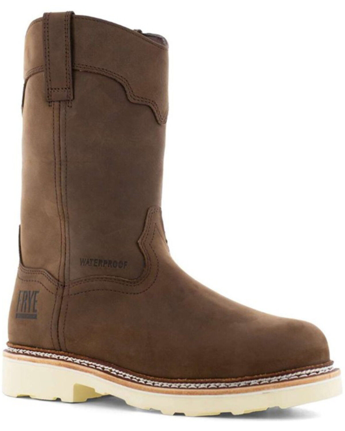 Image #1 - Frye Men's 10" Wellington Waterproof Work Boots - Steel Toe, Dark Brown, hi-res