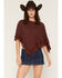 Image #1 - Wild Moss Women's Ruffle Trim Poncho, Burgundy, hi-res