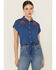 Image #2 - Idyllwind Women's Roland Embroidered Tie-Front Camp Shirt, Blue, hi-res