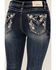 Image #2 - Grace In LA Women's Medium Wash Floral Paisley Embroidered Mid Rise Bootcut Stretch Denim Jeans, Medium Wash, hi-res