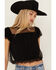 Image #2 - Very J Women's Tulle Short Sleeve Shirt, Black, hi-res