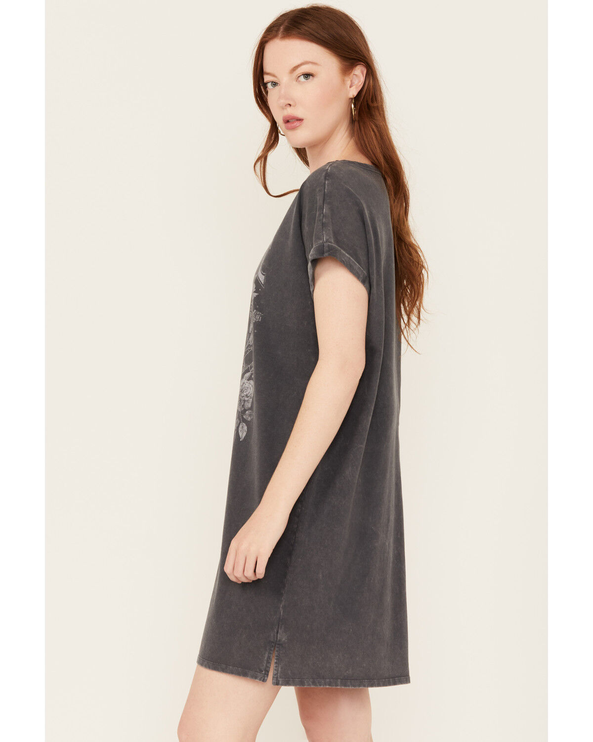 Image #2 - Cleo + Wolf Women's Coleson Short Sleeve Graphic Mini T-Shirt Dress, Charcoal, hi-res
