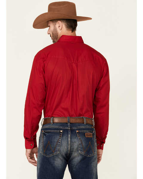 Image #4 - Roper Men's Solid Amarillo Collection Long Sleeve Western Shirt, Red, hi-res