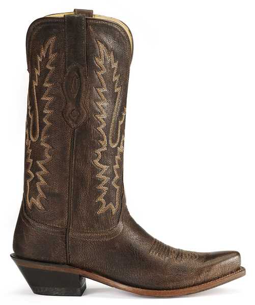 Old West Women's Distressed Leather Cowgirl Boots  - Snip Toe, Dark Brown, hi-res