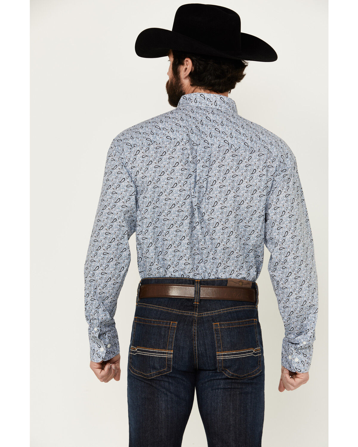 Image #4 - Wrangler Men's Classics Paisley Print Long Sleeve Button-Down Western Shirt - Big, Blue, hi-res