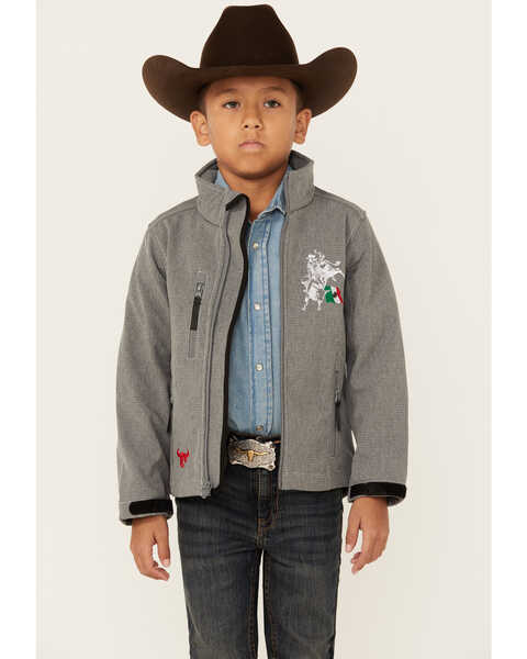 Image #1 - Cowboy Hardware Boys' Fuerte Bull Zip Jacket, Grey, hi-res