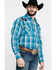 Image #3 - Ely Walker Men's Turquoise Retro Plaid Embroidered Long Sleeve Western Shirt , , hi-res