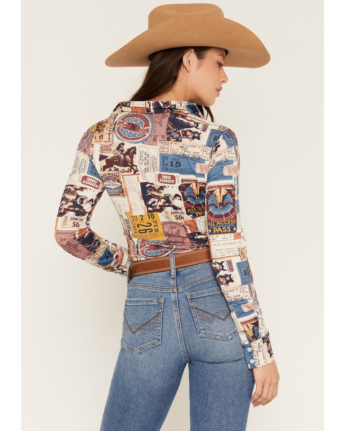 Image #6 - Idyllwind Women's Western Postcard Print Long Sleeve Pullover Stretch Western Shirt, Cream, hi-res
