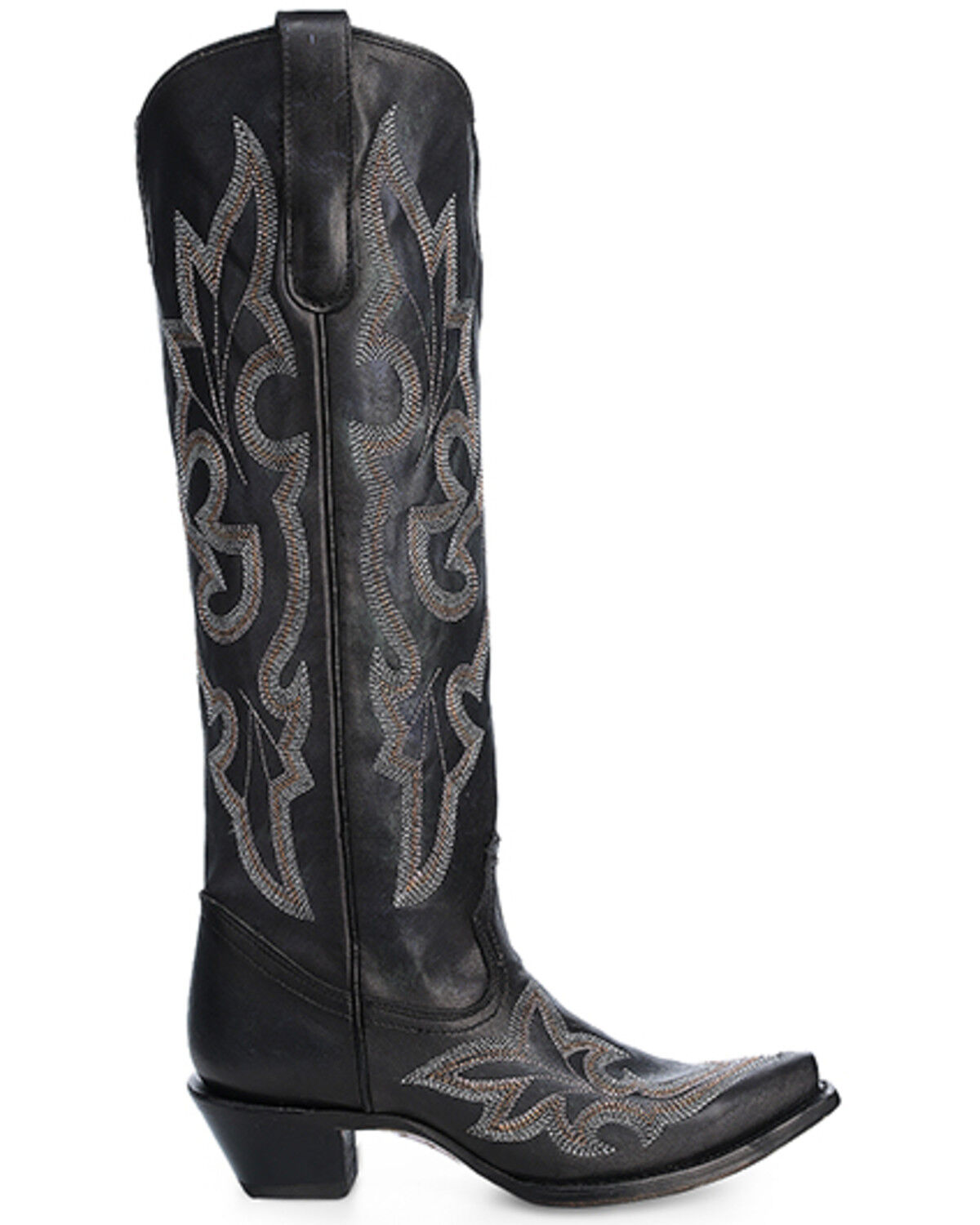 Image #2 - Corral Women's Embroidered Tall Western Boots - Snip Toe, Black, hi-res