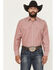 Image #1 - Ely Walker Men's Striped Long Sleeve Pearl Snap Western Shirt, Red, hi-res