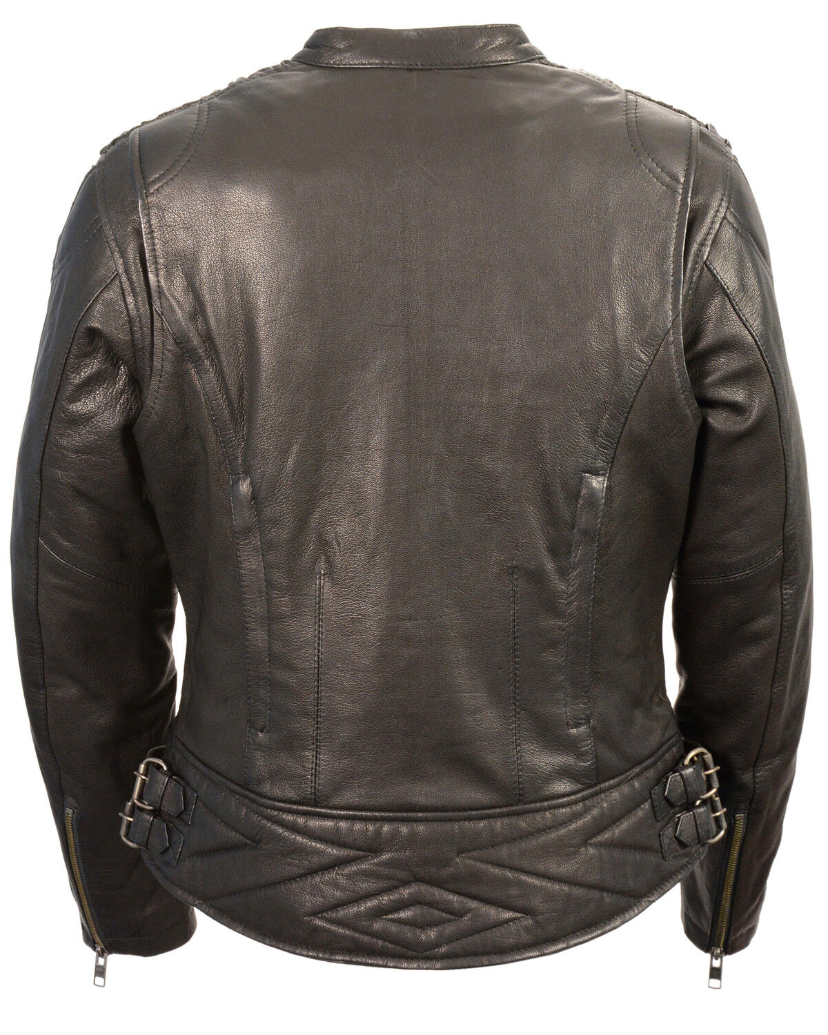 Image #3 - Milwaukee Leather Women's Crinkle Arm Lightweight Racer Leather Jacket, Black, hi-res