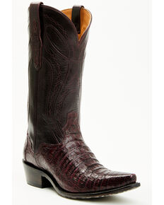 El Dorado Women's Holly Exotic Caiman Tall Western Boots - Snip Toe, Burgundy, hi-res