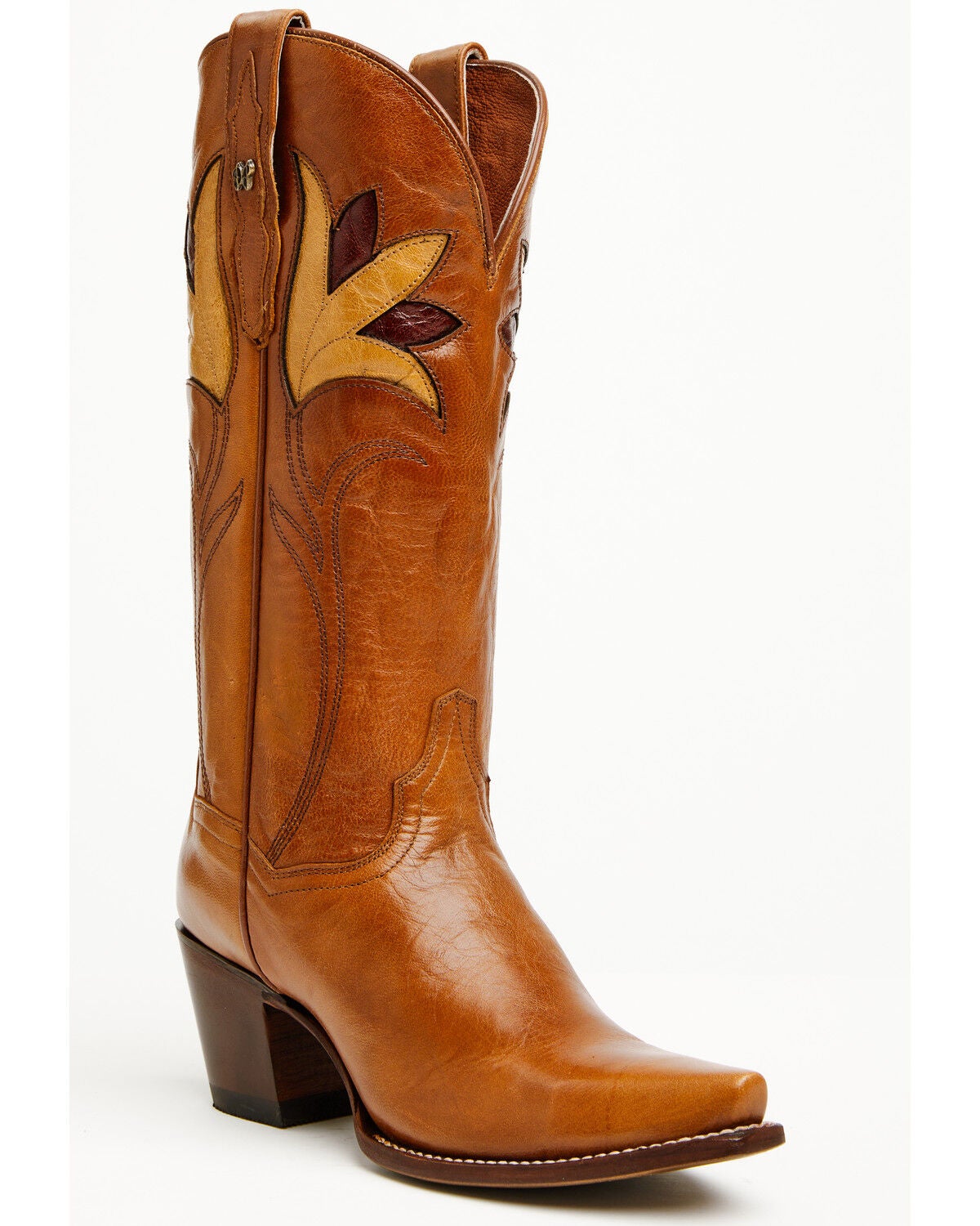 Image #1 - Dan Post Women's Marsala Whiskey Inlay Tall Western Boots - Snip Toe, Brown, hi-res