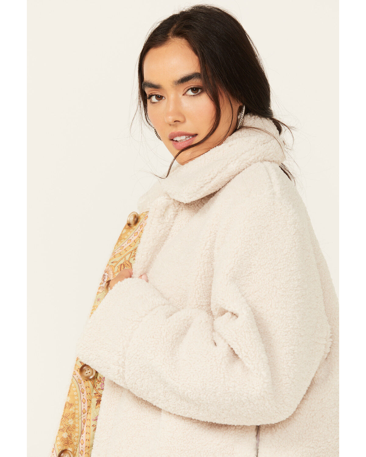 Image #2 - Spell Women's Belladonna Reversible Shearling Jacket, Olive, hi-res